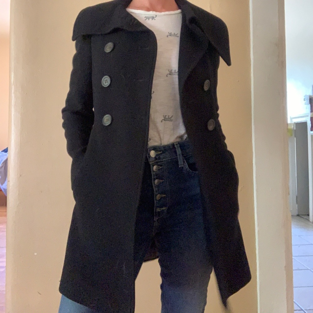 Black Jcrew wool coat.